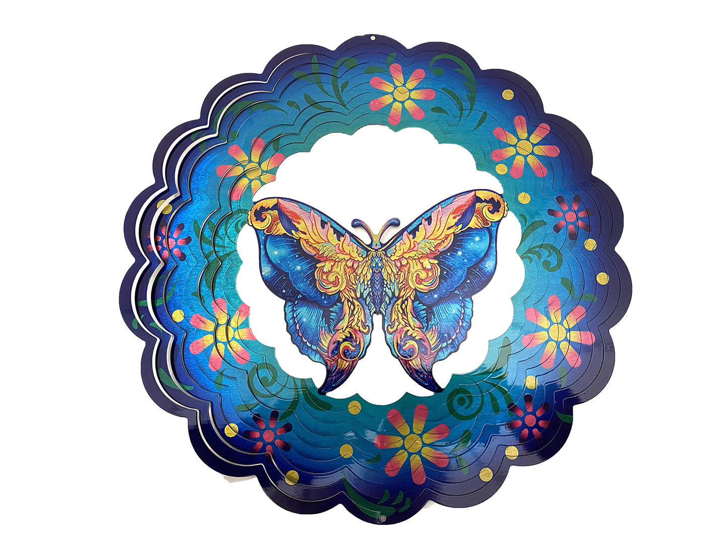 Blue Butterfly Stainless Steel Wind Spinner