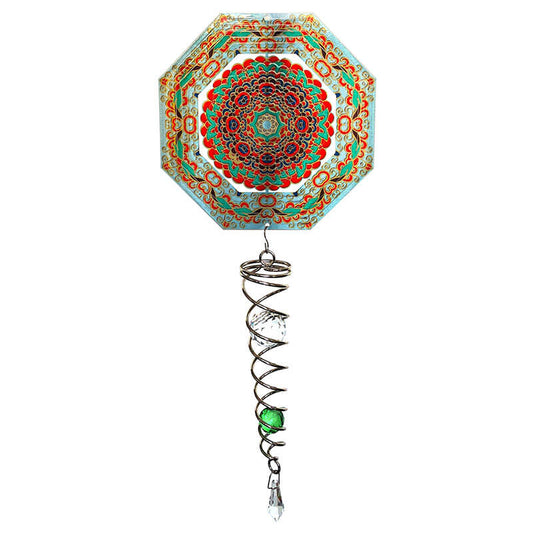 Mandala Octagon Crystal Tail  Stainless Steel Wind Spinner